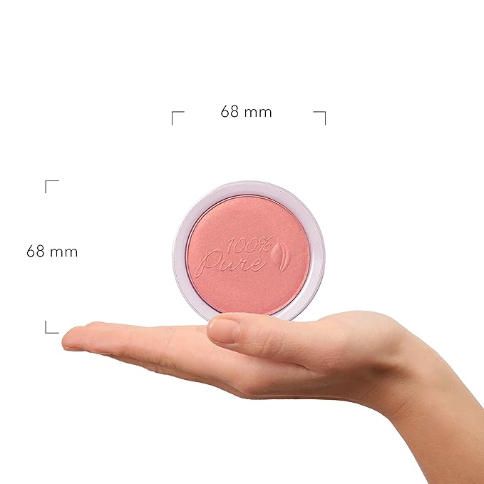 100% PURE Powder Blush (Fruit Pigmented), Mimosa, Soft Shimmery Finish, Nourishes Skin w/Rosehip Oil, Cocoa Butter, Natural Makeup (Light Coral) - 1.81 oz