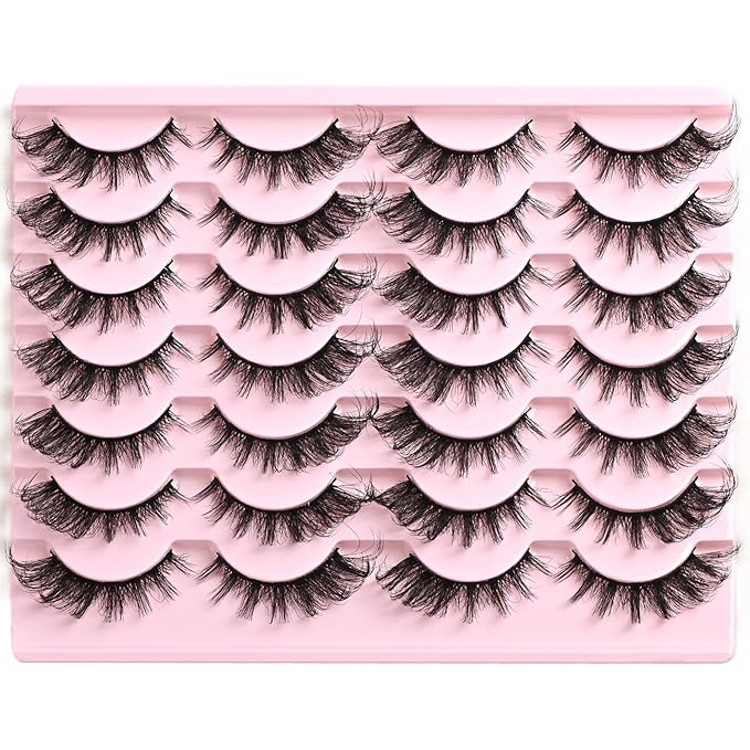 FARRED Cat Eye Lashes Fox Eyelash Wispy Fluffy False Eyelashes 14 Pairs Fake Eyelashes Natural Look Short Natural Lashes Cat Eye Lash Wispy Volume Eyelash (F23 | 8-16mm)
