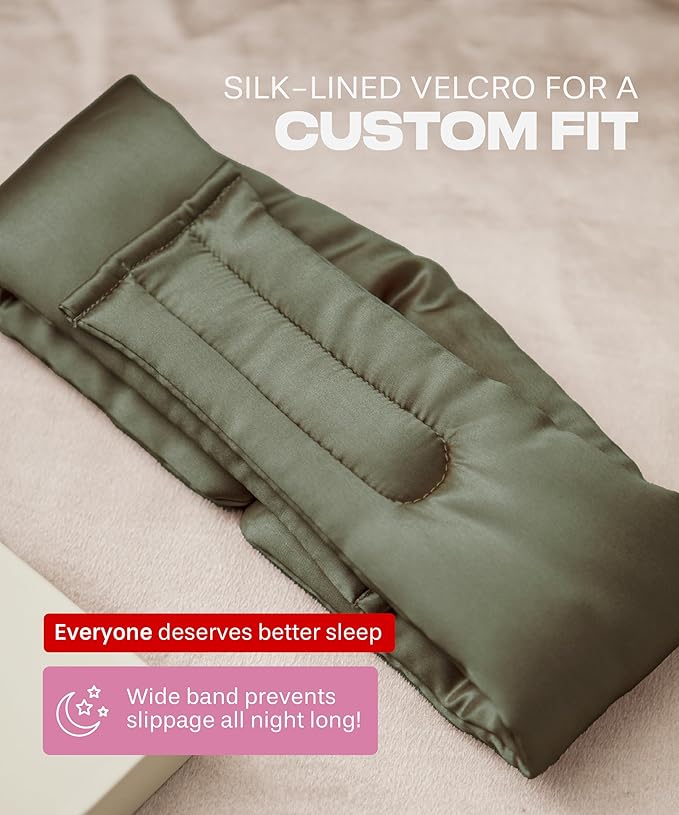 SUNDAYSILKS⢠| Adjustable Silk Sleep Mask for Side Sleeper | Cloud-Like Comfort, Weighted for Deep Sleep | Soft Sleep Face Mask for Women & Men, Full Blackout, Cooling Silk Eye Mask for Sleeping