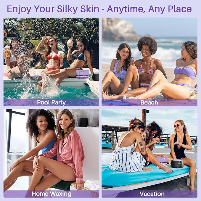 BLITZWAX Brazilian and Bikini Waxing Kit for Women, Hard Wax Warmer for Face, Legs, and Body, At Home Hair Removal Kit, Beginner Friendly, Quick Heating, 28 Accessories