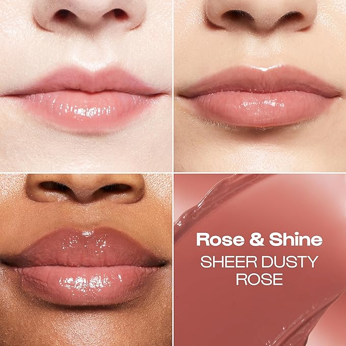 Alleyoop Glossy Lip Balm - Lip Goals, Rose & Shine (Sheer Dusty Rose) - Hydrating & Moisturizing Lip Care for Cracked Lips - Natural Plumping Lip Moisturizer That Smooths, Soothes, & Protects - Vegan