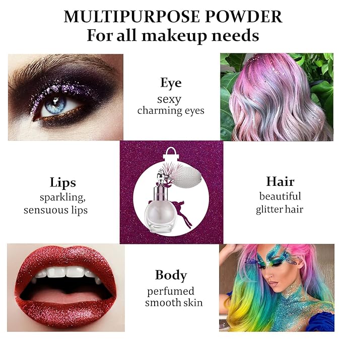 Shimmering Spray Powder Sparkle Powder, kaynest Body Glitter Face High Gloss Spray Highlighter Loose Powder Makeup Spray for Women Hair Nails Makeup (Metallic Silver)