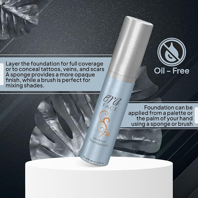 ERA Face spray makeup (R8 Amber, 2.25 oz) - airbrush foundation, everyday, buildable, professional spray on cosmetics by Era Beauty