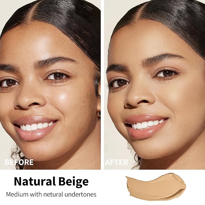 FV Waterproof Foundation, Lightweight & Medium Coverage Foundation with Matte Finish, Oil Control Long Lasting Liquid Foundation Makeup for Oily Normal Skin (Natural Beige)