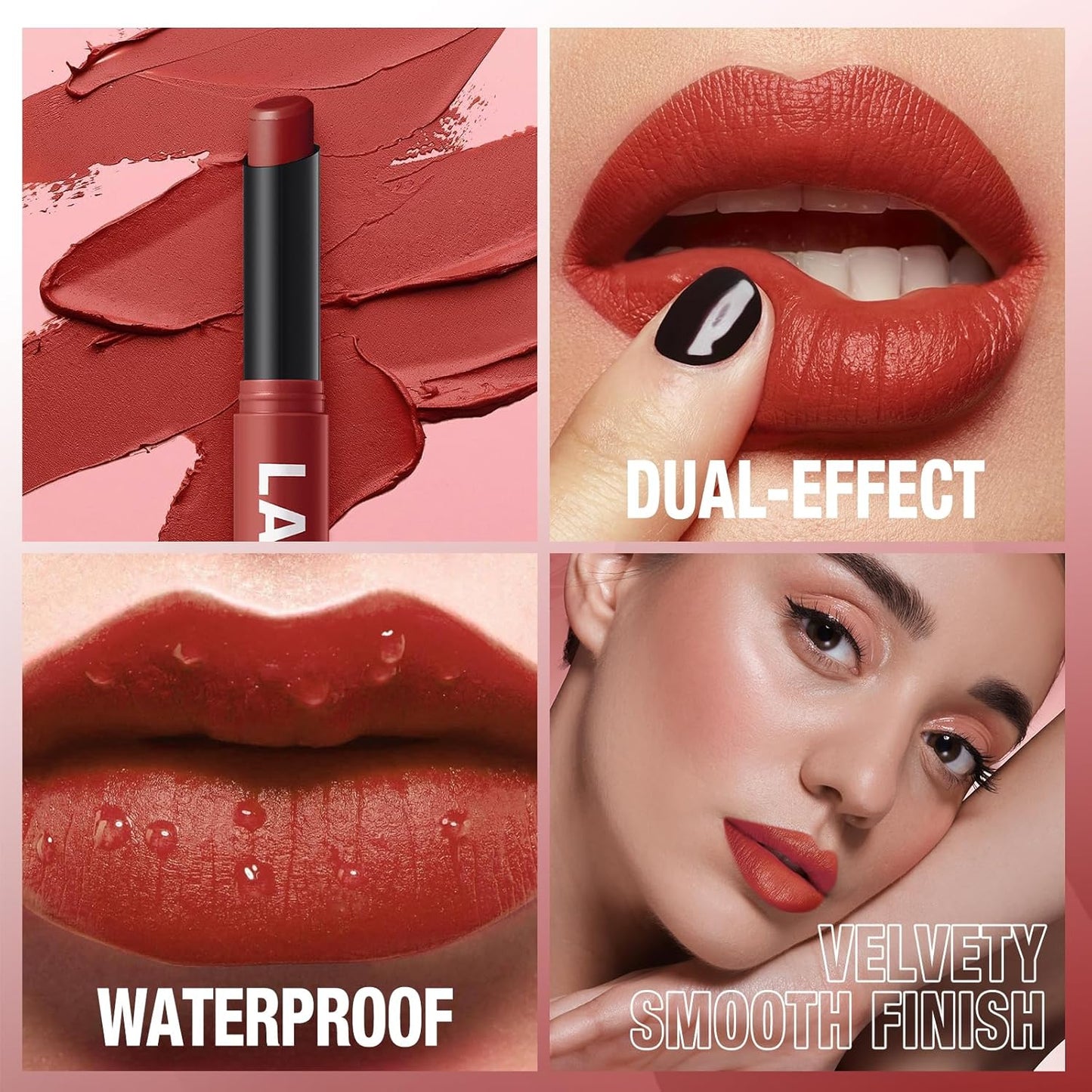 Jolilab 2Pcs Velvet Matte Lipstick Nude Matte Soft Dark Color Stick High Pigmented Long-Lasting Waterproof Lip Stick Lip Balm Beauty Cosmetics Gift for Girls and Women(07#+08#)