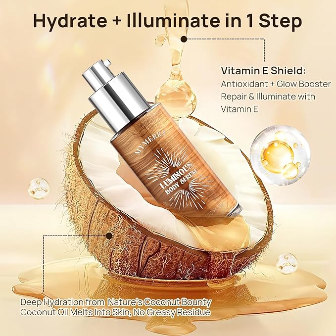 Body Shimmer Oil, Suncreen 50ml Liquid Highlighter Bronzer Body Glitter Oil Long Lasting Moisturizing Makeup Lotion Illuminate Serum Glow Shimmer Skin 1.7 Fl Oz(Bronze Gold #02)