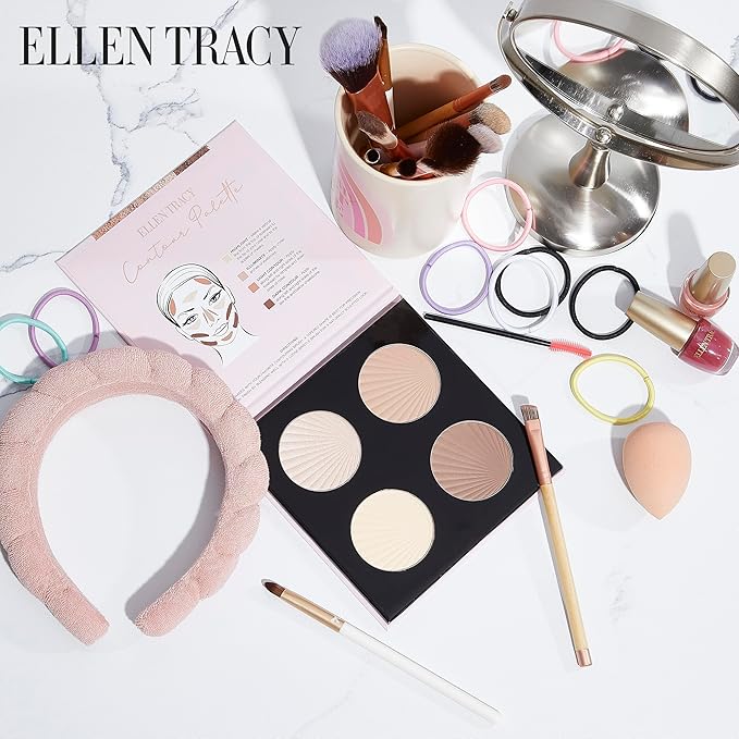Elevate Your Beauty Routine with Ellen Tracy Contour Palettes - 4 Expertly Designed Shades for Effortless Sculpting.