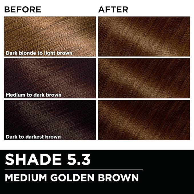 Garnier Hair Color Olia Ammonia-Free Brilliant Color Oil-Rich Permanent Hair Dye, 5.3 Medium Golden Brown, 2 Count (Packaging May Vary)