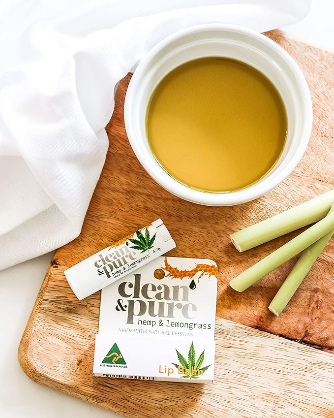 Lip Balm (Hemp & Lemongrass) 100% Natural Beeswax, Vitamin E Oil | Olive Oil Based Treatment for Dry, Chapped Lips | Made in Australia…