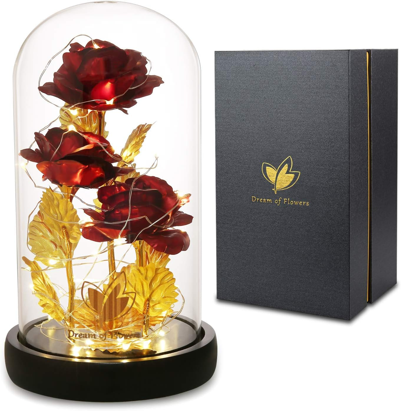 Mothers Flowers Gifts for Mom,Birthday Gifts for Women,Beauty and the Beast Rose,Colorful Rainbow Light up Rose in a Glass Dome Mom,Women,Wife'S,Grandma