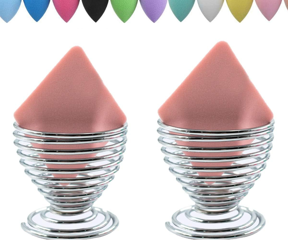 Beauty Sponge Blender Holder,(2 Pack Silver) Makeup Sponge Drying Stand Storage Egg Powder Puff Display Stand