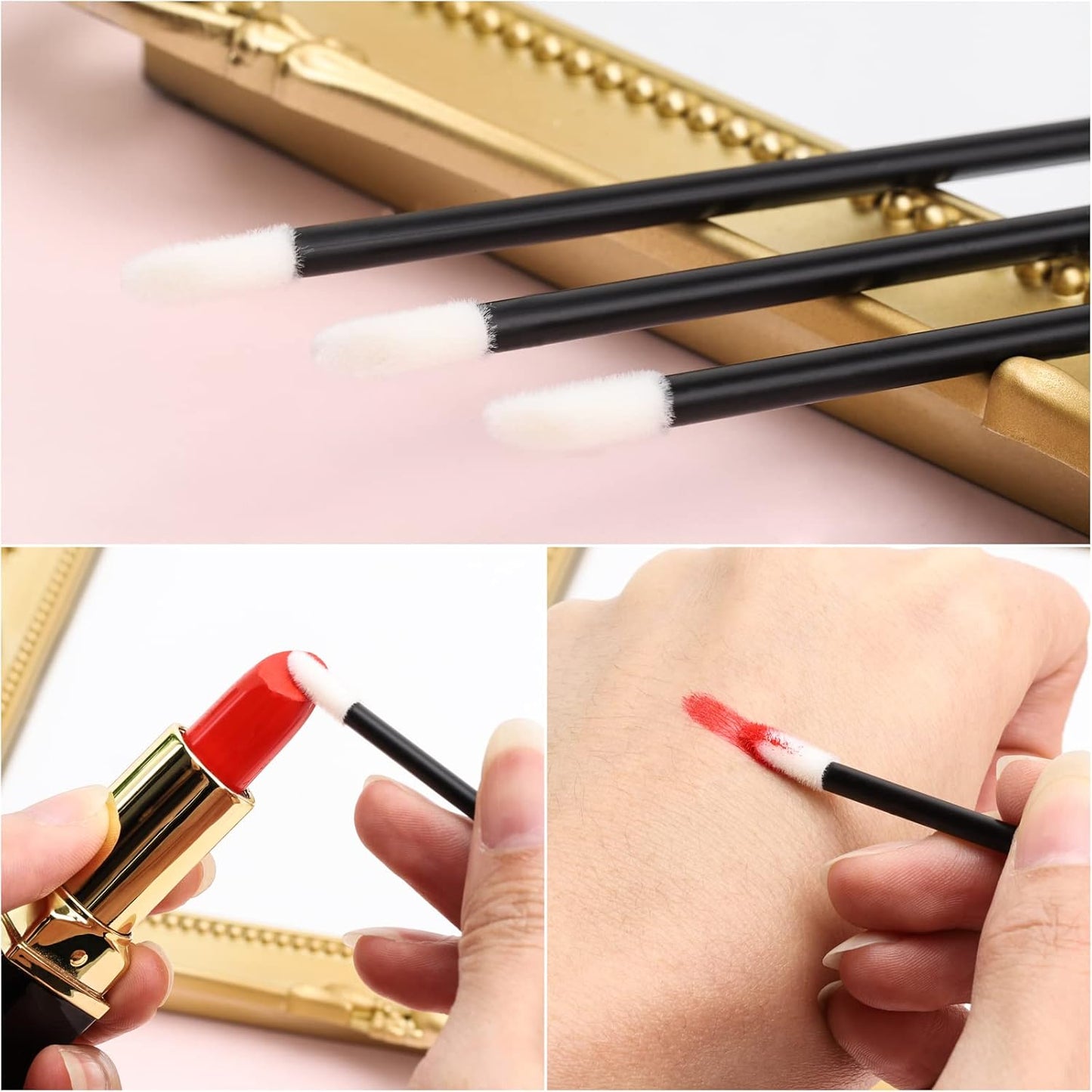 200Pcs Disposable Lip Applicators Lip Makeup Brushes Lip Gloss Applicators Lipstick Wands Beauty Tool Kits