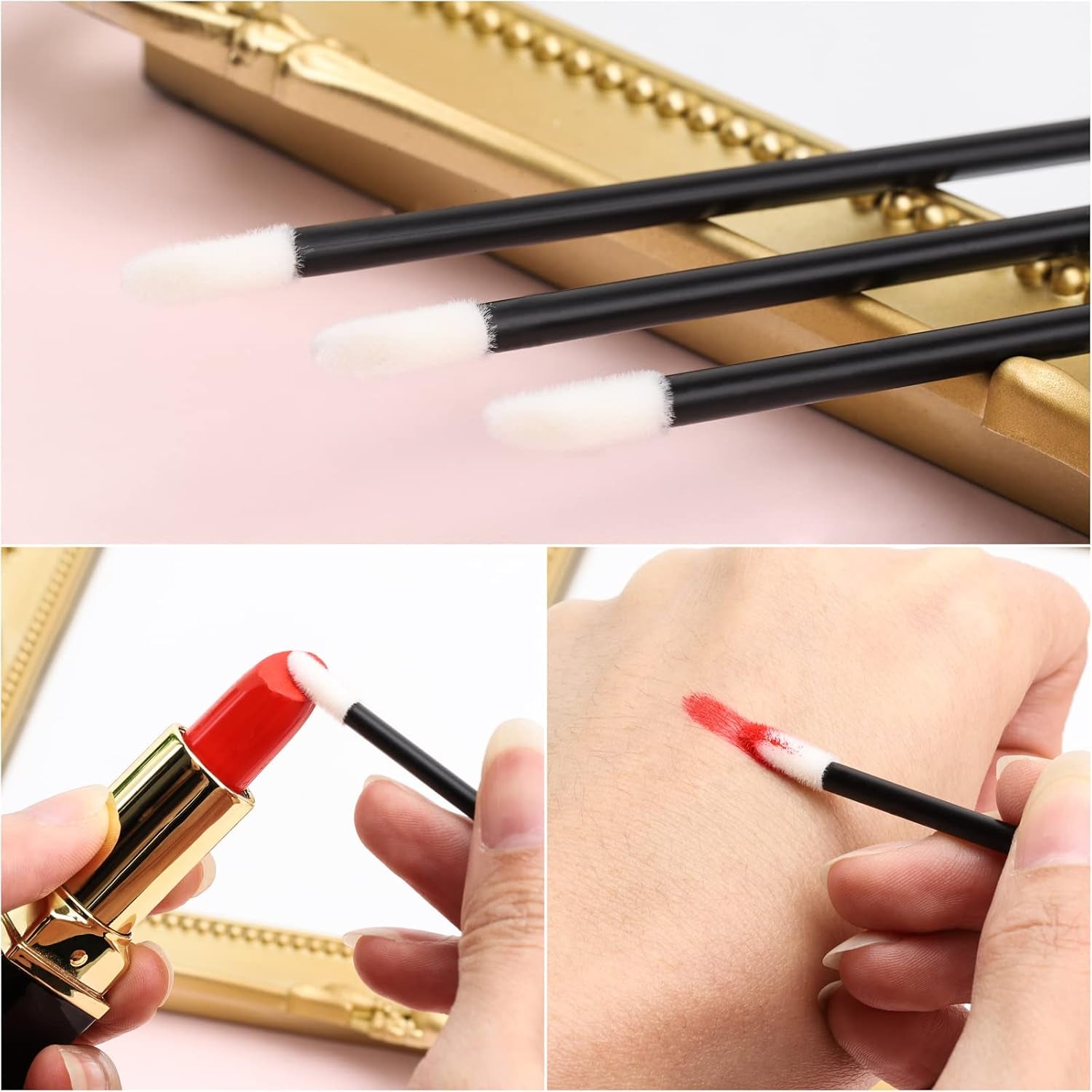 200Pcs Disposable Lip Applicators Lip Makeup Brushes Lip Gloss Applicators Lipstick Wands Beauty Tool Kits