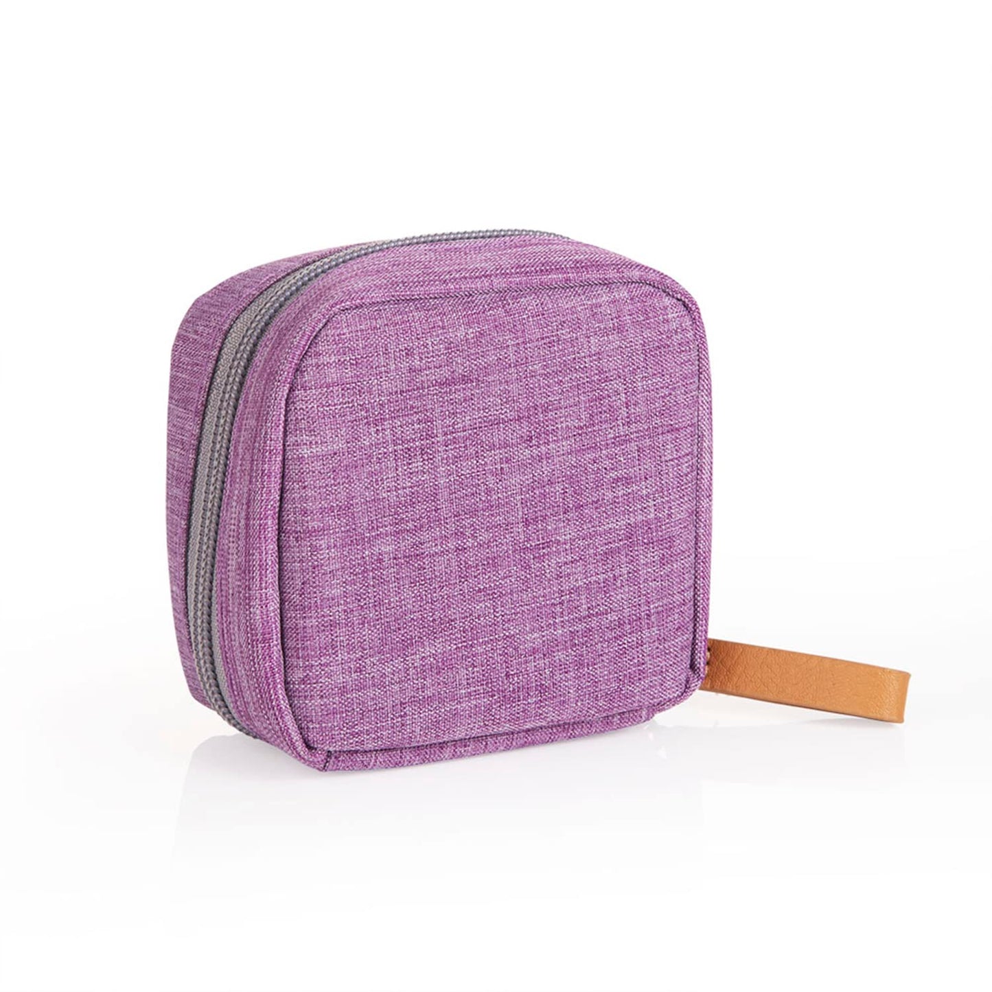 Half Moon Cosmetic Beauty Bag for Purse Travel Handy Makeup Pouch for Women Girls (Grey-Blue)