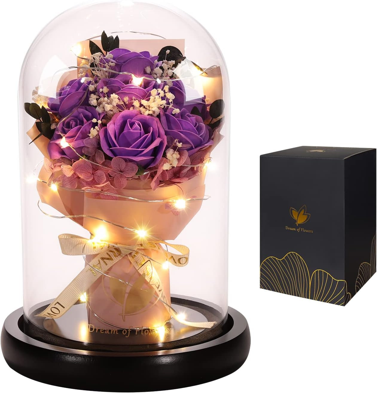 Mothers Flowers Gifts for Mom,Birthday Gifts for Women,Beauty and the Beast Rose,Colorful Rainbow Light up Rose in a Glass Dome Mom,Women,Wife'S,Grandma