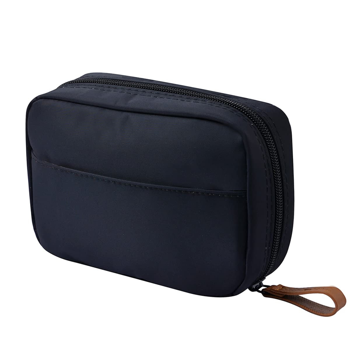 Half Moon Cosmetic Beauty Bag for Purse Travel Handy Makeup Pouch for Women Girls (Grey-Blue)