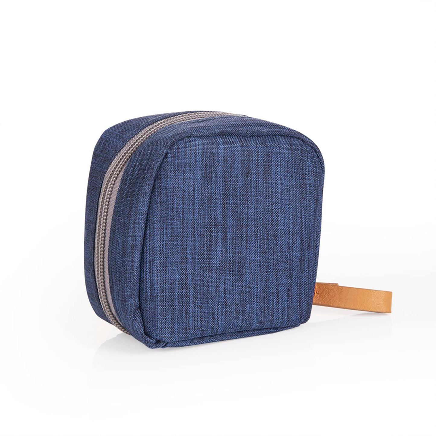 Half Moon Cosmetic Beauty Bag for Purse Travel Handy Makeup Pouch for Women Girls (Grey-Blue)