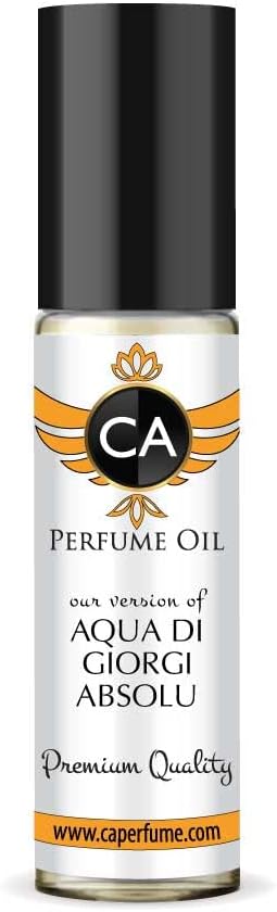 CA Perfume Impression of Aqua Di Giorgi Absolu For Men Replica Fragrance Body Oil Dupes Alcohol-Free Essential Aromatherapy Sample Travel Size Concentrated Long Lasting Attar Roll-On 0.3 Fl Oz/10ml