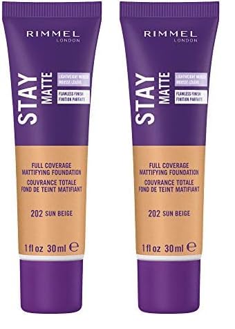 Rimmel Stay Matte Foundation, Sun Beige, 1 Fluid Ounce (B07JLMT5Z3) (Pack of 2)