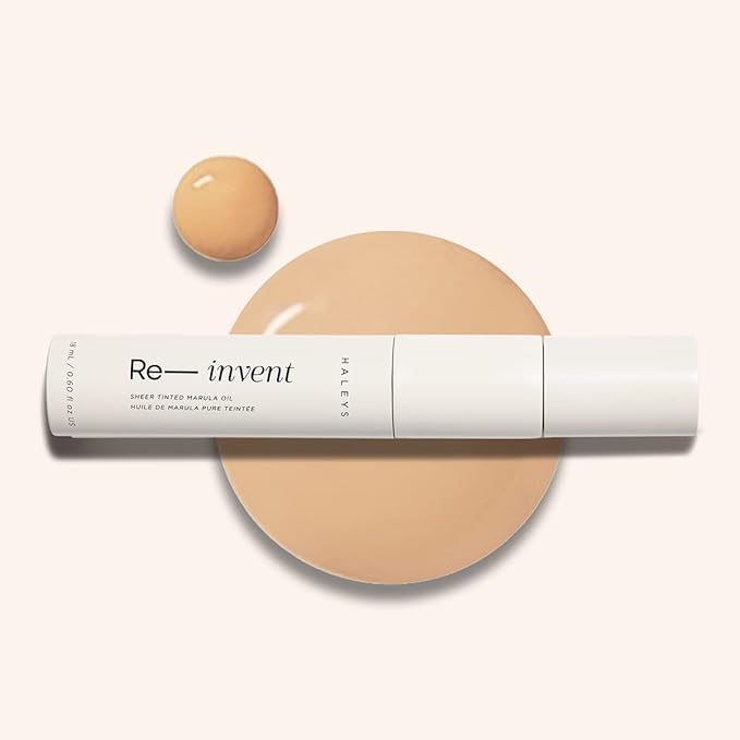 HALEYS Re-invent Sheer Tinted Marula Oil (Dark Neutral), Skin Tint, Tinted BB Moisturizer, Tinted Foundation, Face Oil, Hydrate Skin, Flexible Shades, Low to Med Coverage, For All Skin Types