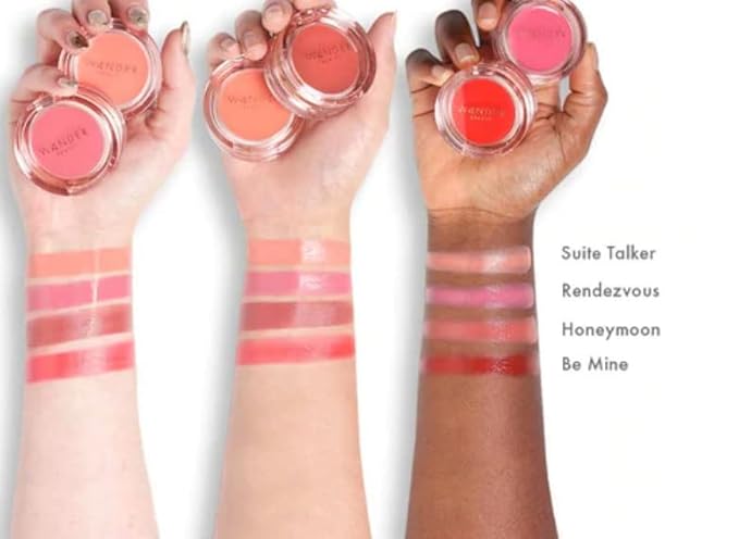 Wander Beauty Double Date Lip & Cheek - Be Mine/Swipe - 4-in-1 Cream Blush & Lip Tint - Blush, Lip Moisturizer, Lip Balm, & Eye Gloss - Multitasking Eye, Cheek, and Lip Makeup With Green Tea - 0.07 oz