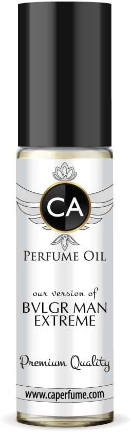 CA Perfume Impression of Bvlg Man Extreme For Men Replica Fragrance Body Oil Dupes Alcohol-Free Essential Aromatherapy Sample Travel Size Concentrated Long Lasting Attar Roll-On 0.3 Fl Oz/10ml
