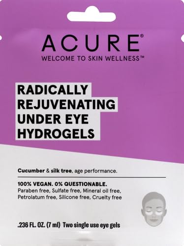 Acure Radically Rejuvenating Under Eye Hydrogel Mask, Provides Anti-Aging Support, & Silk Tree, Purple, Cucumber, 0.236 Fl Oz (Pack of 2)