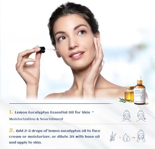 HIQILI Lemon Eucalyptus Oil, for Spary, Diffuser, Indoors, Outdoors, Garden, Yard, 100% Pure Natural - 1.01 Fl Oz