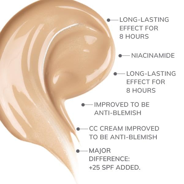 FARMASi CC Color Control Cream, Natural and Flawless Finish, Enriched Formula with Multimineral & Spf 25+, All-Day Hold, All Skin Types, 1 fl. oz, 02 Light ot Medium