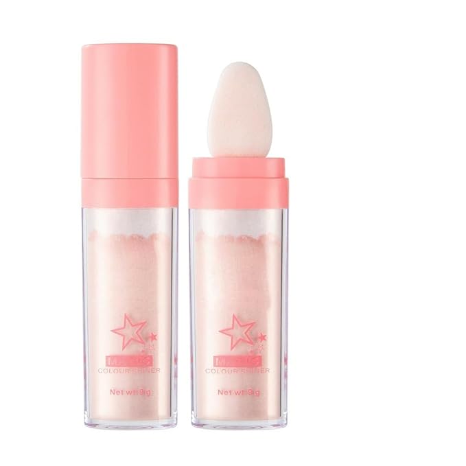 Glitter Powder Highlighter Makeup,Body Brightens the Natural and Face Blusher Patting Powder Highlighter Makeup Beauty Glitter.(02# Fairy pink)