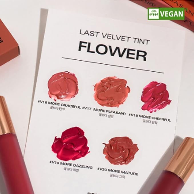 BBIA Last Velvet Tint - Soft & Creamy Matte Finish Lip Stain, Blur Effect with Velvety Texture, Long-Lasting, High Pigment, Lightweight, Non-Drying, Vegan, Korean Lip Makeup (V19 MORE DAZZLING)