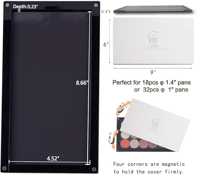 Acrylic Magnetic Makeup Palette Eyeshadow Palette Empty for ABL2 and dABL2 only Additional Stackable Layer for More Space (Stackable Single Layer) Unsuitable for ABL1
