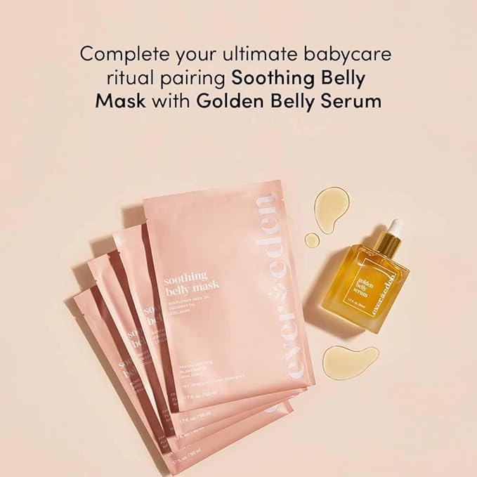 Evereden Soothing Belly Mask - 4 Belly Masks for Pregnant Women 1st & 2nd Trimester - Hydrating, Nourishing, & Soothing Pregnancy Skin Care Belly Masks - Clean & Vegan Pregnancy & Maternity Products