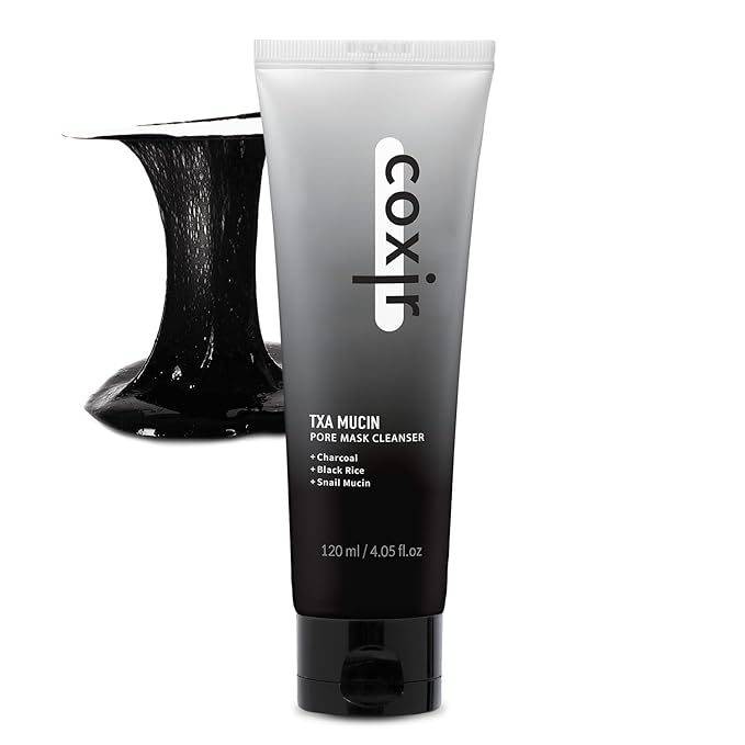 coxir TXA MUCIN ALL-IN-1 PORE MASK –Gelato Texture Wash-Off treatment | Ampoule Mask-to-Foam | Charcoal+ Snail+TXA | Blackhead Remover |Daily Pore Detox for Oily & Sensitive Skin|4.05fl.oz