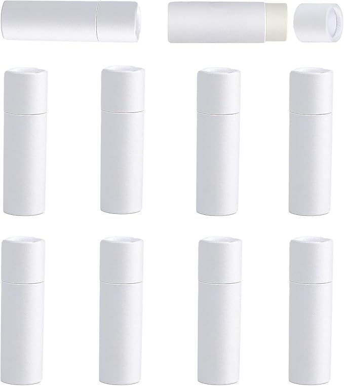 NICENEEDED 10 Pcs Paperboard Lip Balm Tubes, White Paper Lipstick Tube, Cardboard Empty Lip Gloss Container Solid Perfume Tube Cosmetic Box for DIY Lip Gloss Balm Chapstick