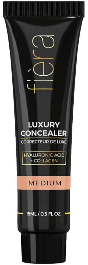 Fièra Luxury Concealer with Anti-Aging - All Day Coverage for Dark Circles, Fine Lines, Wrinkles & Spots - Medium, 0.5 Ounce