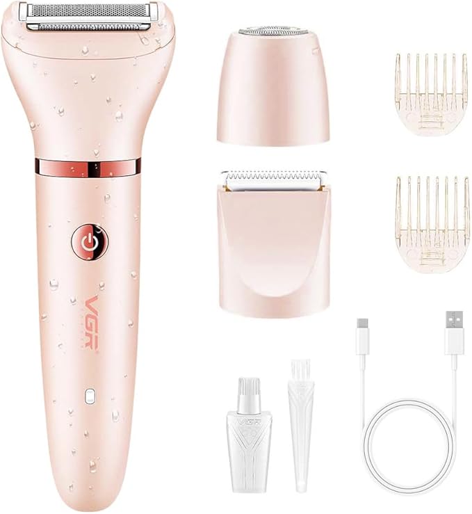 Electric Razor for Women,3 in 1 Shaver Hair Remover for Women Face,Wet & Dry Painless Shaver Bikini Trimmer for Face,Legs and Underarm (Pink)