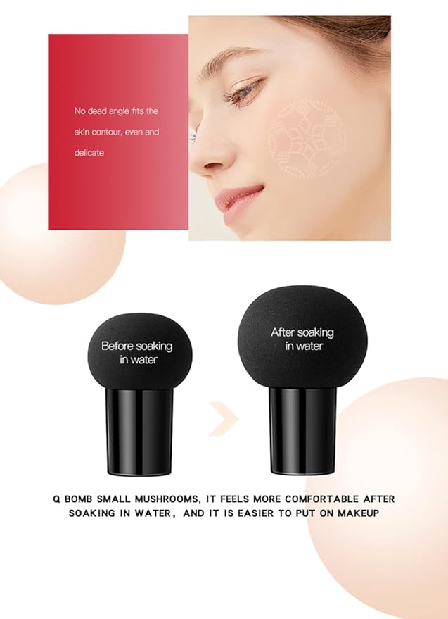GL-Turelifes Mushroom Head Air Cushion CC Cream Foundation Water Feeling Flawless BB Cream Moisturizing Oil Control,lightweight & Smoothing Natural Face Concealer (H-01 Ivory, 0.53 Oz)