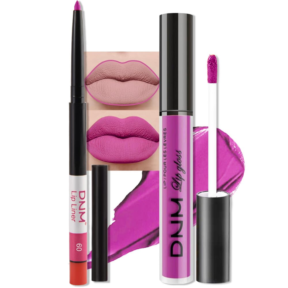 evpct 2Pcs Hot Pink Matte Lip Liner and Lipstick Combo Set for Women, Hot Pink Lip Combo Set Liquid Lips Stick Gloss and Lipliner Stains Set Long Lasting Waterproof, Lips Makeup 24 Hours originale