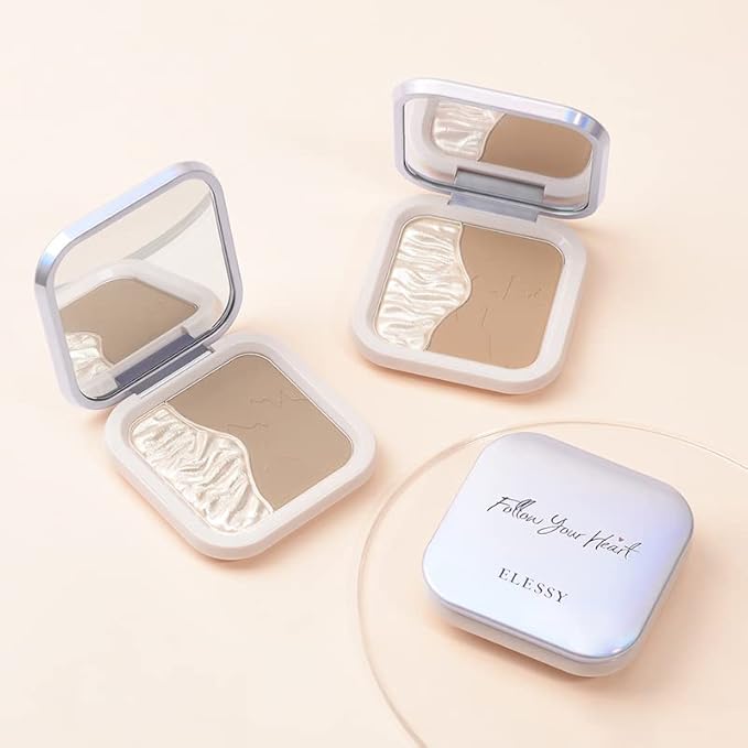 ELLESY Highlighter Makeup Palette Face Sculpting Highlighter Contouring Palette Lightweight Makeup Kit Silky Texture Contour Powder Palette with brush-C01