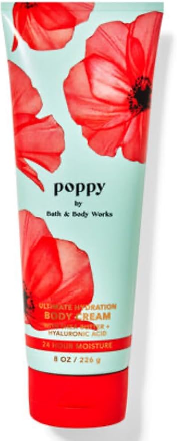 Bath & Body Works - 3 Piece Bundle - Spray - Body Cream - Shower Gel - Full Size and Gift Bag HELLO GORGEOUS (Poppy)