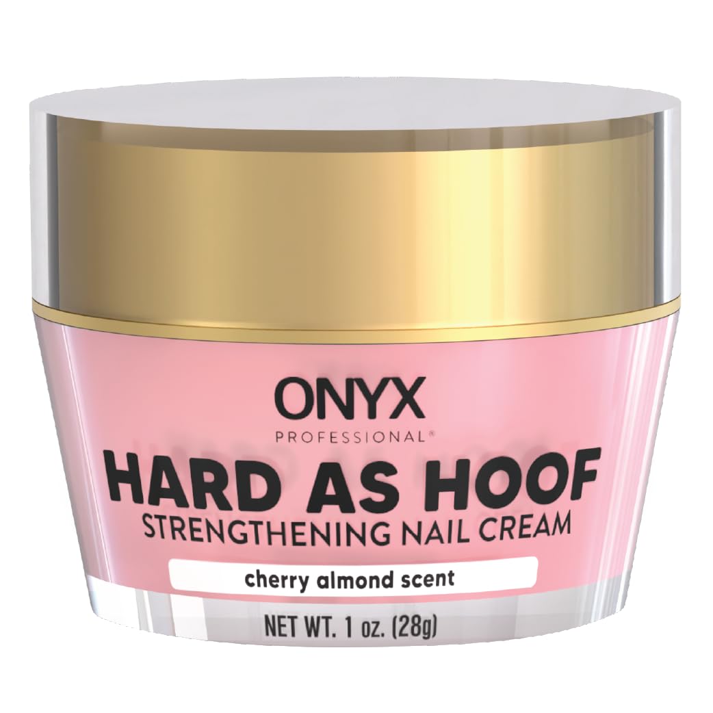 Onyx Professional Hard as Hoof Nail Strengthening Cream, Cherry Almond Scent - Made in USA, Nail Growth & Conditioning Cuticle Cream Stops Splits, Chips, Cracks & Strengthens Nails, 1 oz