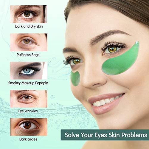 60Pcs Gel Crystal Collagen Eye Pads, Under Eye Mask for Moisturizing,Fine Lines, Dark Circles& Puffy Eyes Under Eye Patches (Green(Canned)