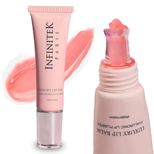 Infinitek Paris Luxury Lip Balm with Hyaluronic Acid - Hydrating Lip Gloss Plumper, Volumizing Tinted Lip Balm Makeup, Plumping Lip Gloss to Nourish & Repair Damaged Lips, 0.33 oz / 9.35 g