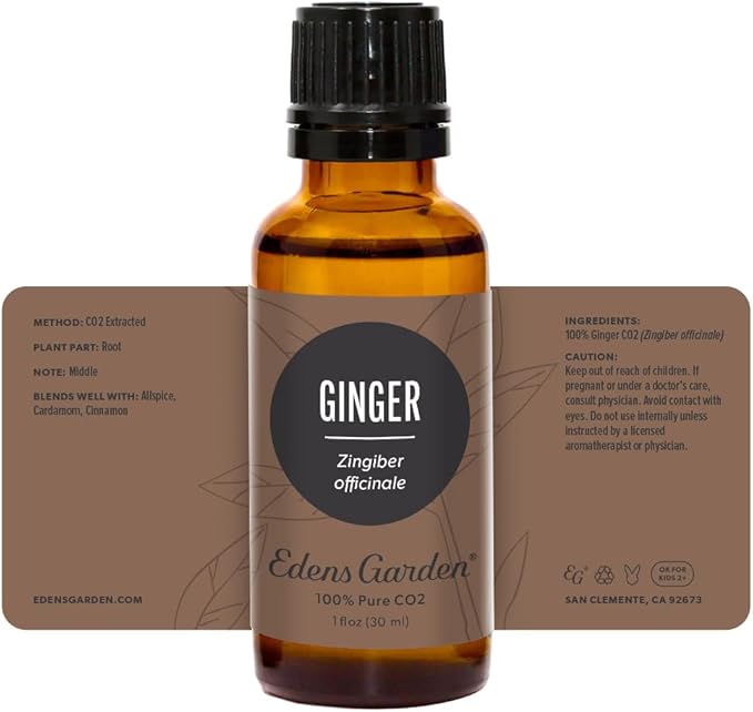 Edens Garden Ginger CO2 Essential Oil- 100% Pure Premium Grade, Undiluted, Natural, Therapeutic, Aromatherapy, The Best for Diffuser, Candle, Laundry, Humidifiers 30 ml (1 fl oz)