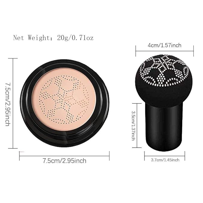 Air Cushion CC Cream Mushroom Head Cushion Foundation, BB Cream Face Makeup for Mature Skin Moisturizing Concealer Brighten Long-Lasting, Even Skin Tone for All Skin Types (Nude)