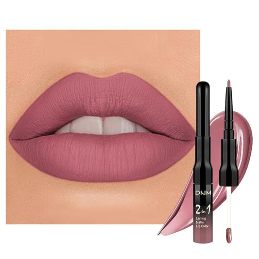 evpct 1Pcs Mauve Matte Lip Liner Stain Liquid Lipstick Makeup Set for Women, Mauve Lip Stick Liner Combo Long Lasting Waterproof, labiales matte mate larga duracion Long Wear 24 hours Lipstick, 34