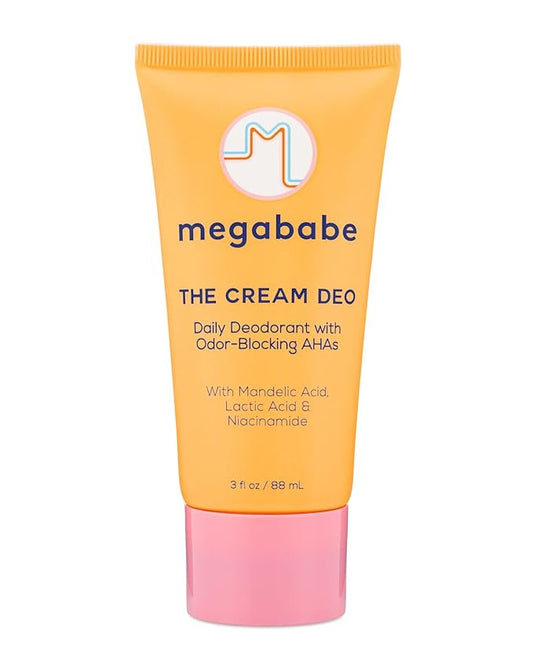 Megababe Daily Deodorant - The Cream Deo with Odor-Blocking AHAs | Treats & Prevents Ingrown Hair | Aluminum-Free, All Natural | Free from Parabens, Sulfates & Phthalates | 3 fl oz