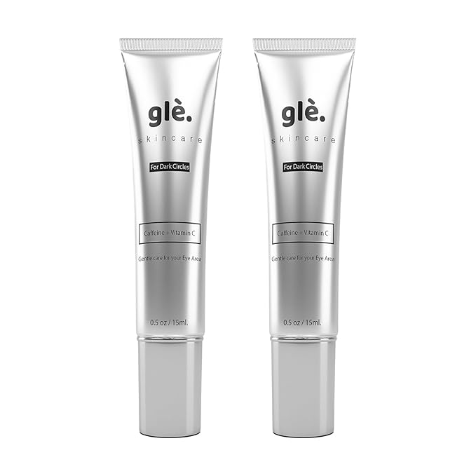 Gle Vitamin C Eye Serum for Dark Circles, Eye Wrinkles, Redness and Puffy Eyes | Anti-Aging Treatment with Caffeine, Vitamin C Hyaluronic Acid | Hydrating & Brightening Scent-Free | (Pack of 2)