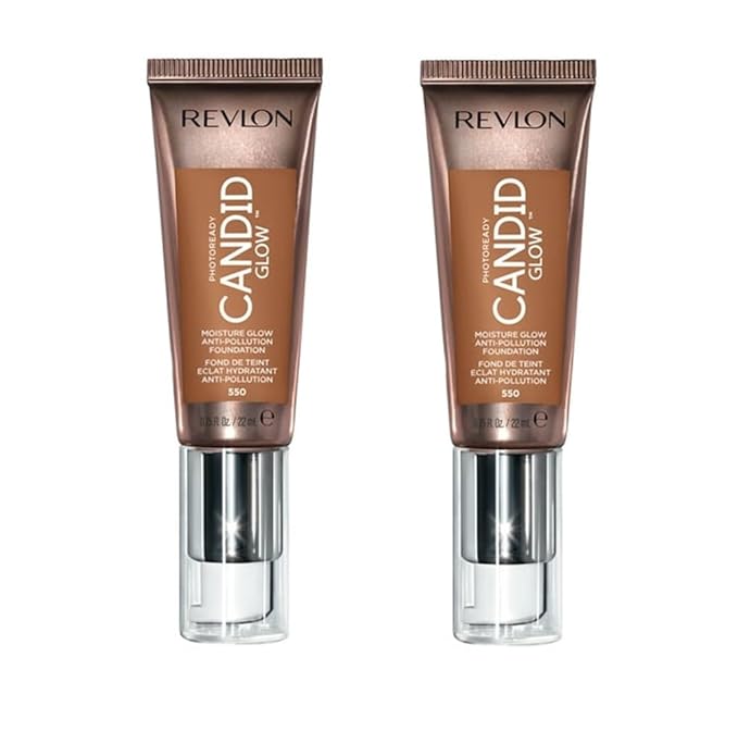 Pack of 2 Revlon Photoready Candid Glow Moisture Glow Anti-Pollution Foundation, Mocha 550
